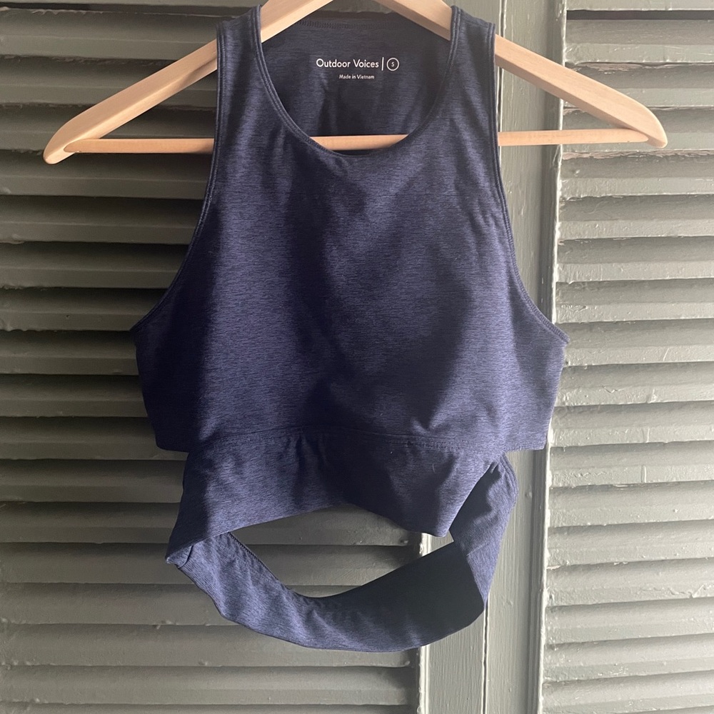 Outdoor Voices Textured Compression Crop Top Navy, Small